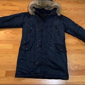 XS J. Crew Perfect Winter Parka Navy Blue